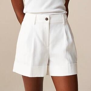 J Crew Womens Remi Pleated Stretch Linen Blend Short Size 16 White